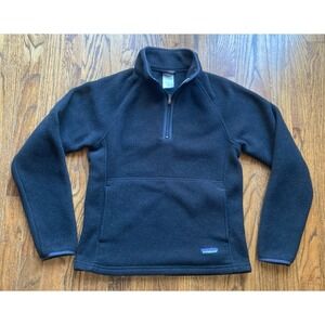 VTG Patagonia Synchilla Fleece Womens Small Black Marsupial Pullover 1/4 Zip